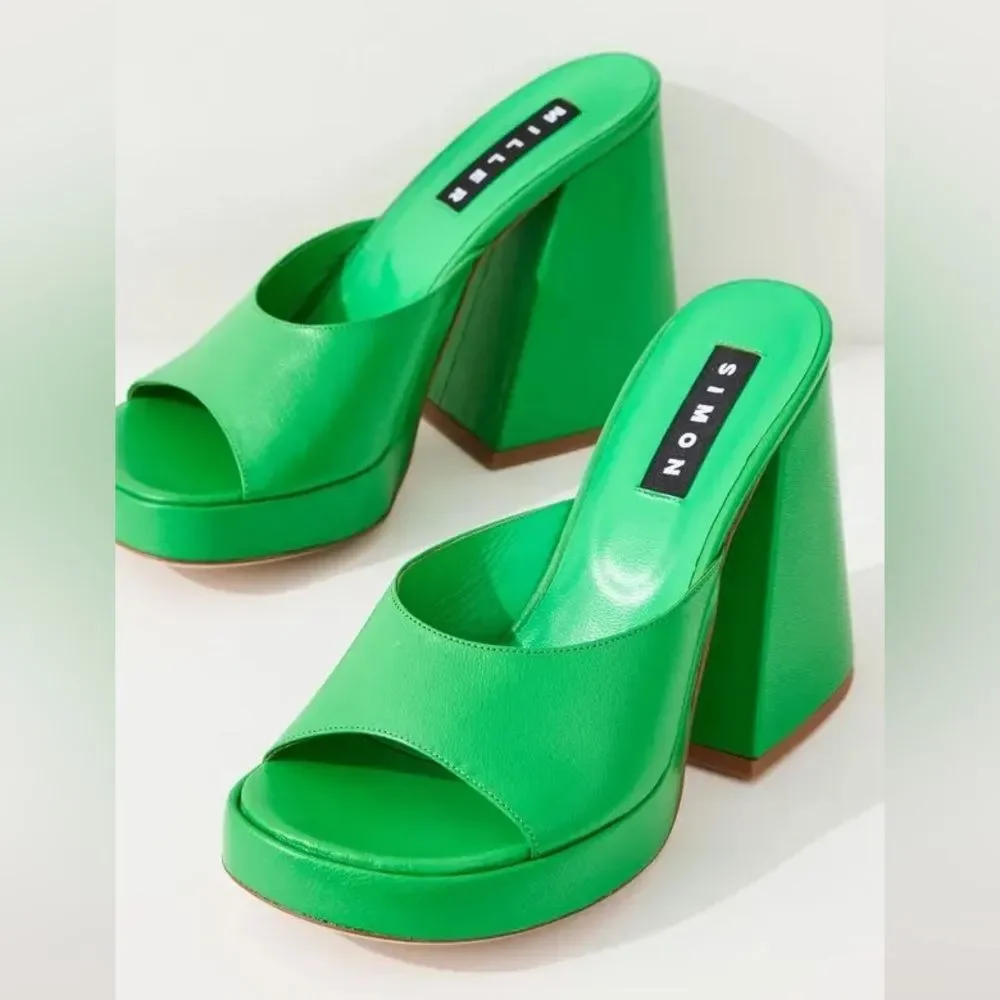 Simon Miller F229 Slice High Heel Sandals in Green, New, Size 36